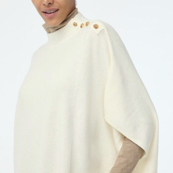 NWT J. Crew Dolman Sweater Poncho Ivory One Size - Picture 2 of 10